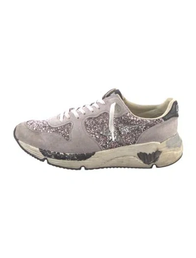 Pre-owned Golden Goose Glitter Colorblock Pattern Sneakers In Purple