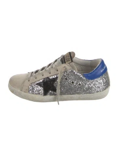 Pre-owned Golden Goose Glitter Colorblock Pattern Sneakers In Silver