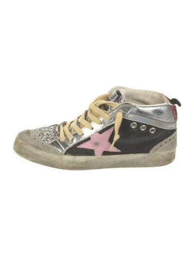 Pre-owned Golden Goose Glitter Colorblock Pattern Sneakers In Silver