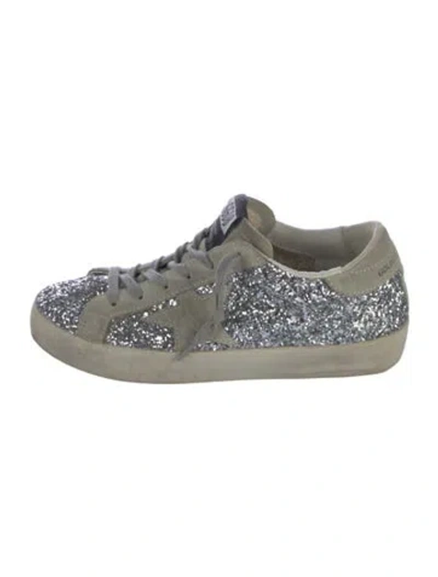 Pre-owned Golden Goose Glitter Colorblock Pattern Sneakers In Silver