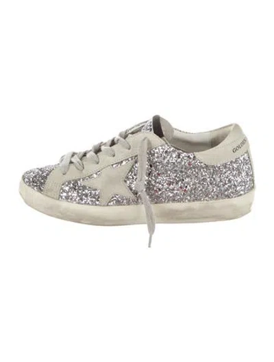 Pre-owned Golden Goose Glitter Colorblock Pattern Sneakers In Silver