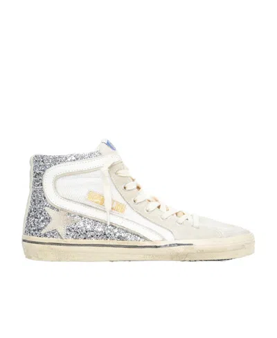 Golden Goose Glitter-detail Leather High-top Sneakers In Nude