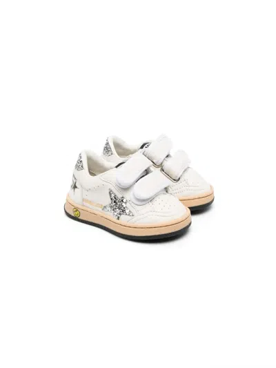 Golden Goose Babies' Glitter-detailing Touch-strap Sneakers In White