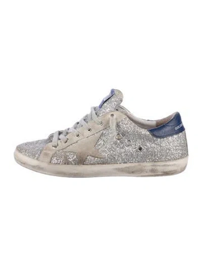 Pre-owned Golden Goose Glitter Distressed Accents Sneakers In Gray