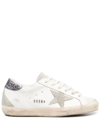 Golden Goose Glitter Effect White Sneakers In Grey