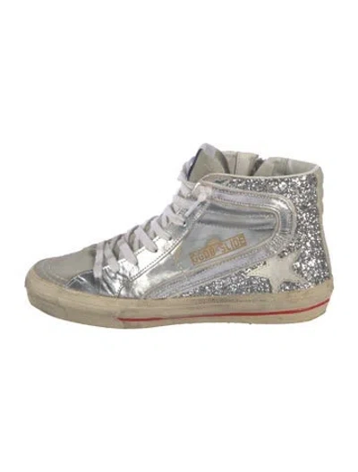 Pre-owned Golden Goose Glitter Glitter Accents Sneakers In Metallic/silver