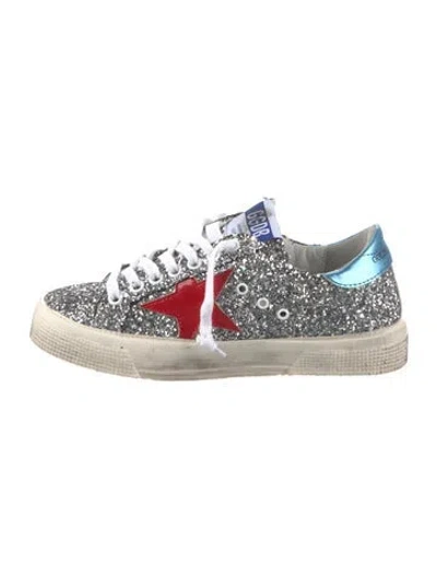 Pre-owned Golden Goose Glitter Glitter Accents Sneakers In Silver