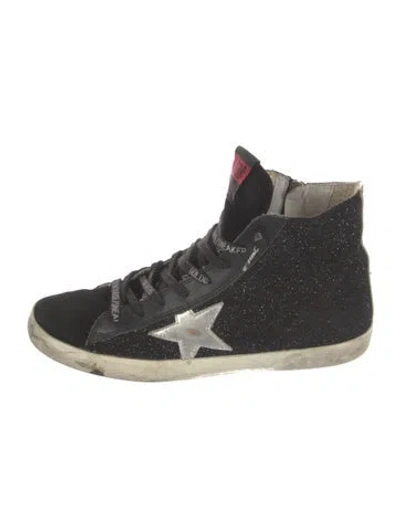 Pre-owned Golden Goose Glitter Glitter Accents Wedge Sneakers In Black