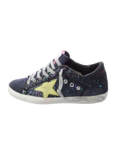 Pre-owned Golden Goose Glitter Graphic Print Sneakers In Blue