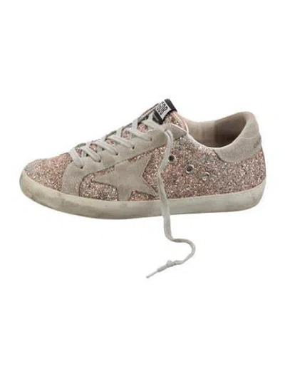 Pre-owned Golden Goose Glitter Graphic Print Sneakers In Pink