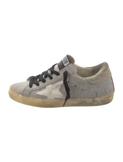 Pre-owned Golden Goose Glitter Graphic Print Sneakers In Silver