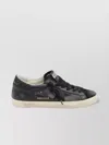 Golden Goose Glitter Heel Distressed Leather Sneakers In Black