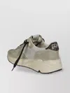 Golden Goose Running Sneakers In Nylon And Suede With Brown Glitter
