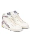 Golden Goose Leather Slide High-top Sneakers In Weiss