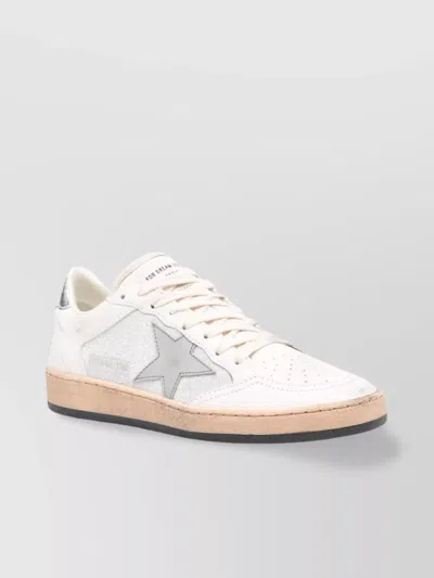 Golden Goose Glitter Perforated Round Toe Flat Sole Sneakers In White