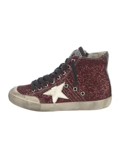 Pre-owned Golden Goose Glitter Printed Sneakers In Burgundy