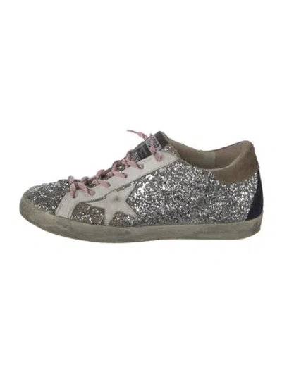 Pre-owned Golden Goose Glitter Printed Sneakers In Silver