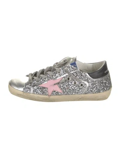Pre-owned Golden Goose Glitter Printed Sneakers In Silver