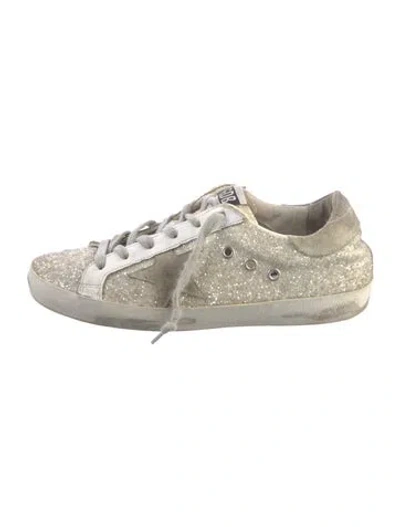 Pre-owned Golden Goose Glitter Printed Sneakers In White