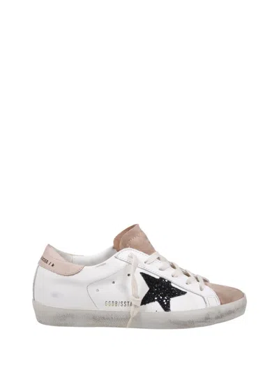 Golden Goose Glitter Star Accent Leather Sneakers In Milk/pink/dark Blue