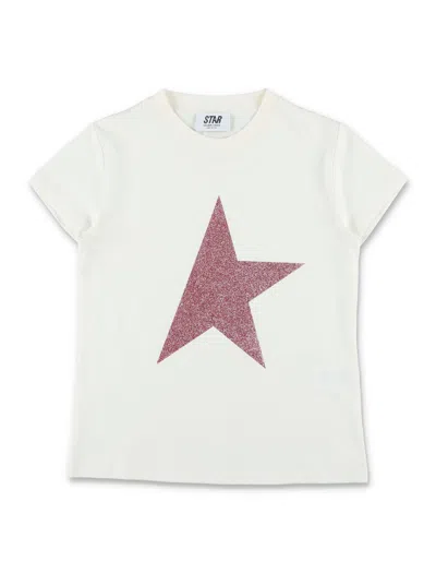 Golden Goose Glittered Star Print T-shirt Kids In Gray