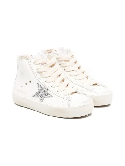 Golden Goose Kids' Glitter-star High-top Sneakers In White