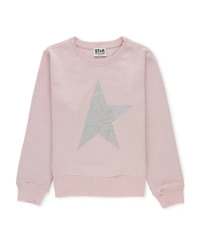 Golden Goose Glitter Star-patch Cotton Sweatshirt In Pink