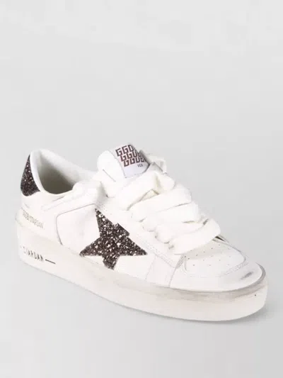 Golden Goose Glitter Star Sneakers Perforated Toe Box In White