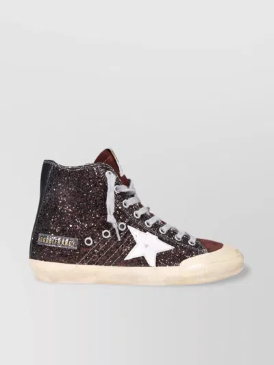 Golden Goose Glitter Suede Star Patch Rubber Sole In Black