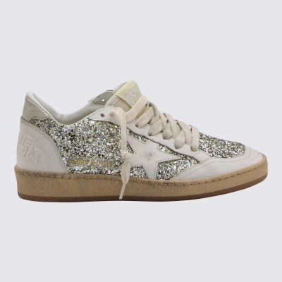 Golden Goose Glitter White Super Star Sneakers In Platinum/milky/white