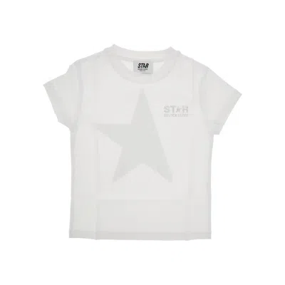 Golden Goose Glittered Star Print T-shirt Kids In White
