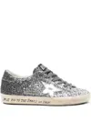 Golden Goose Glittering Silver-tone Lace-up Sneakers With Padded Ankle In Gray