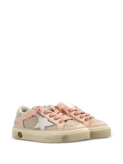 Golden Goose Babies' Glitter-panelled Star-patch Sneakers In Pink