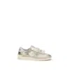 Golden Goose Gold Calf Leather Bos Taurus Low Top Sneakers In Gray