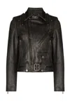 Golden Goose Leather Biker Jacket Clothing In Black