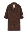 Golden Goose Golden Collection Single-breasted Cocoon Coat In Wool With Jacquard Animal Pattern In Brown