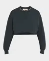 Golden Goose Golden Cropped Crewneck Sweatshirt In Washed Black