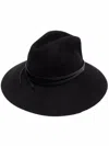 Golden Goose Wool Fedora Hat With Leather Strap Accessories In Black