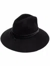 Golden Goose Wool Fedora Hat With Leather Strap Accessories In Black
