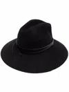 Golden Goose Wool Fedora Hat With Leather Strap Accessories In Black