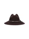 Golden Goose Golden Fedora Hat Felt With Studded Leather Belt In Brown