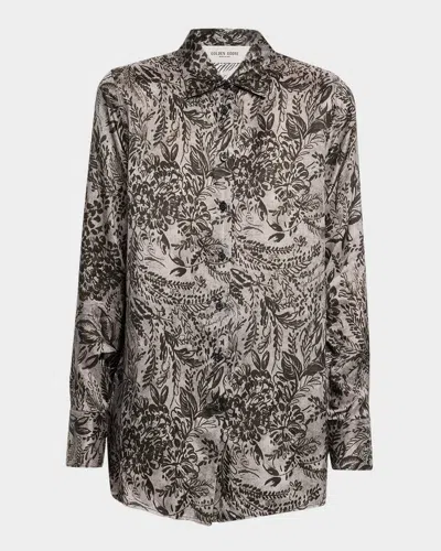Golden Goose Golden Floral Viscose Twill Shirt In Animal Print