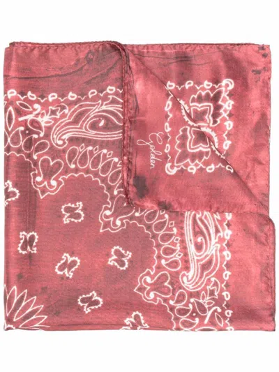 Golden Goose Golden Foulard Paisley Print Silk In Pink