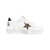 Golden Goose White Vintage Leather Sneakers With Leopard Star In White