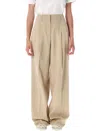 Golden Goose Sand Wool Gabardine High-waist Pants In Neutral