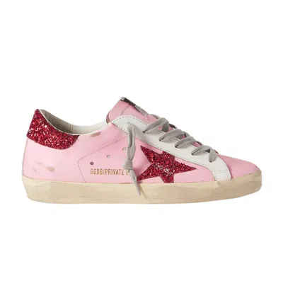 Pre-owned Golden Goose Wmns Superstar 'glittered Distressed Leather - Orchid Pink' | Women's Size