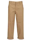 Golden Goose Khaki Beige Cotton Blend Trousers