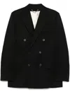 Golden Goose Men's Golden M`s Double Breasted Blazer Light Dry Wool Gabardine/ Printed Message Inside Contrast Li In Black
