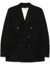 Golden Goose Men's Golden M`s Double Breasted Blazer Light Dry Wool Gabardine/ Printed Message Inside Contrast Li In Black