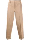 Golden Goose Khaki Beige Cotton Blend Trousers In Neutral